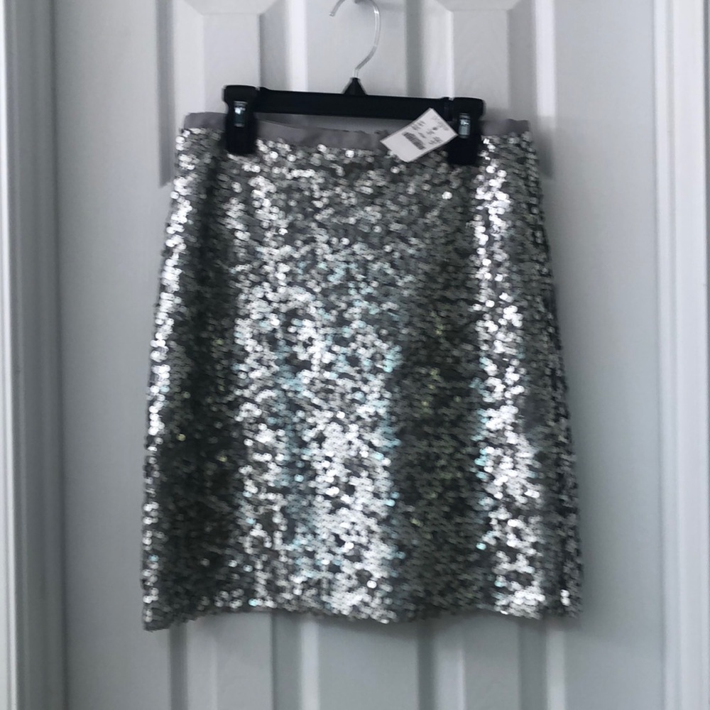 JCrew Silver Sequin Mini Skirt